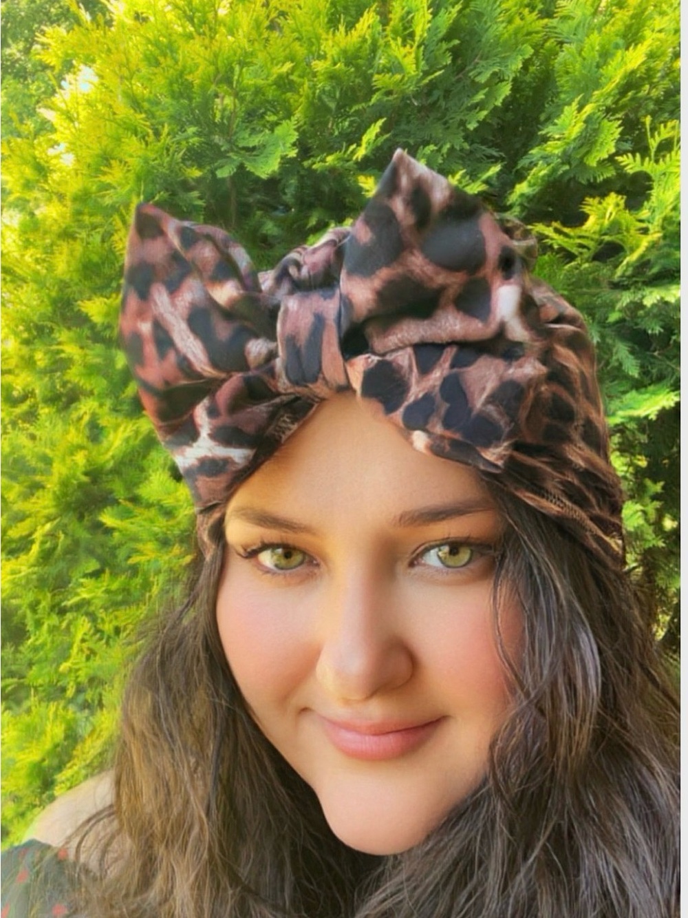 Leopard Print Turban Hat | Waterproof Lined Headwrap | woman leopard swim cap